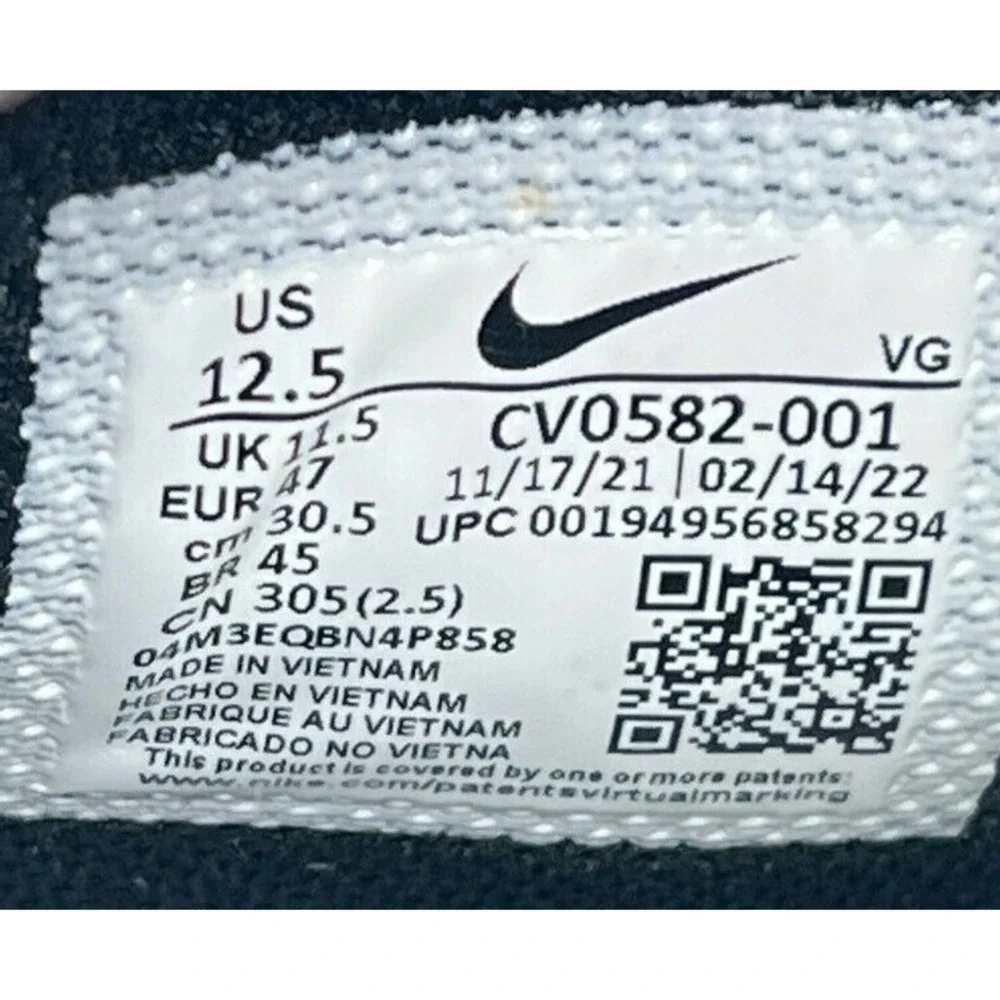 Nike Alpha Menace 3 Shark Football Cleats Mens 12.5 Black White New‎ Fastflex